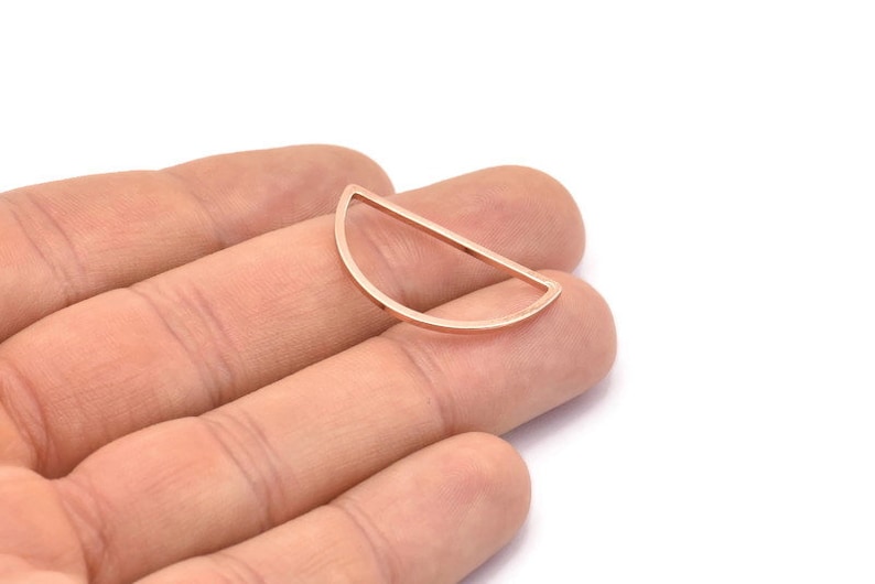 5 Brass Rose Gold Plated Semi Circle Connectors Rose Gold Half Moon 15x30x1.2mm Bs 1173 Q039