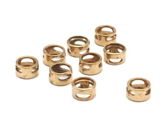 Brass Bead For Leather, 12 Raw Brass Beads For Leather Cord Bracelets (8x4.5mm) Y079