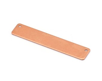 Copper Customized Bar, 10 Raw Copper Rectangle Stamping Blank, Pendants with 2 Holes (50x10x0.80mm) D0438