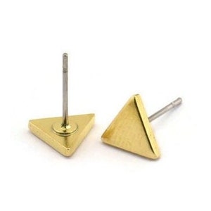 Brass Triangle Earring, 12 Raw Brass Triangle Stud Earrings (7x1.5mm) D866 A1657