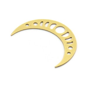 Brass Moon Charm, 10 Raw Brass Crescent Moon Charms, Moon Phases Charms, Findings (35x8x0.60mm) A6399