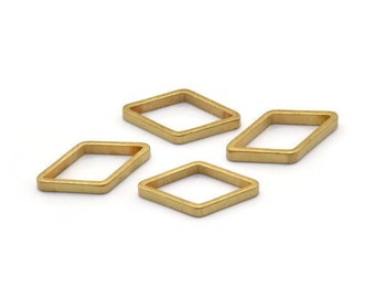 Brass Diamond Charm, 50 Raw Brass Wide Cut Open Diamond Ring Charms (9x17x0.8x2mm) D0138