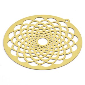 Brass Earring Charm, 6 Raw Brass Mandala Earring Charms With 1 Loop Pendants, Findings (42mm) E471