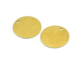 Brass Cabochon Tag, 20 Raw Brass Cabochon Tags , Stamping Tags (16mm) Brs 64 A0291