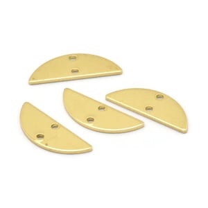 Halbkreis Anhänger, 24 Messing Halbmond Anhänger mit 2 Löchern (18x7x0.80 mm) M02658