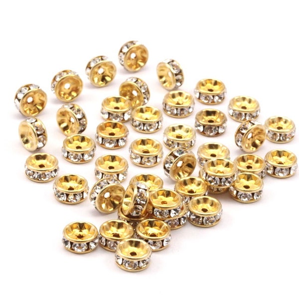 Vintage Gold Bead, 12 Vintage Gold Swarovski Rondelle Beads  (7.5x3.5mm) SR66 Y255