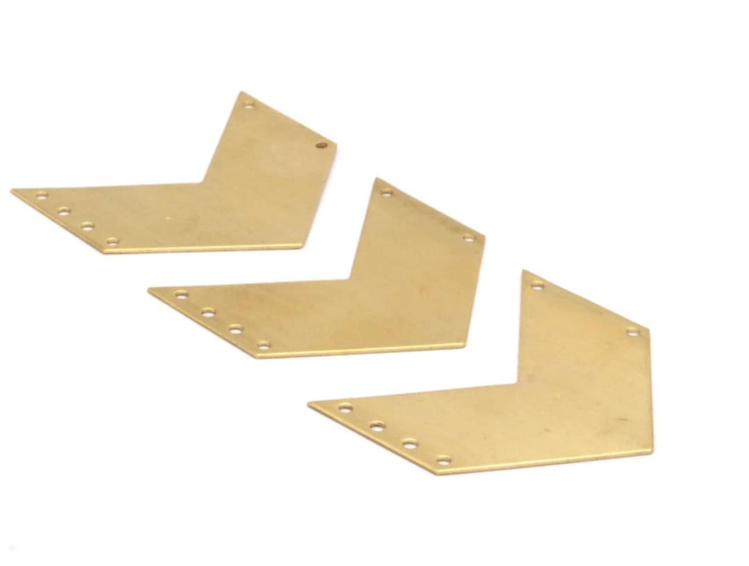 Buy Brass Chevron Charm, 4 Raw Brass Chevrons With 6 Holes
