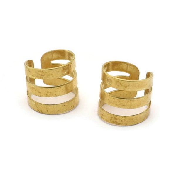 Wide Ear Cuff, 30 Raw Brass Ear Cuffs With One Hole Round  Findings (9mm) Brs 001  D0036