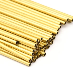 3mm Brass Tubes Customize Size - 24 Raw Brass Tube Beads - 100mm-150mm-200mm-250mm-300mm-350mm