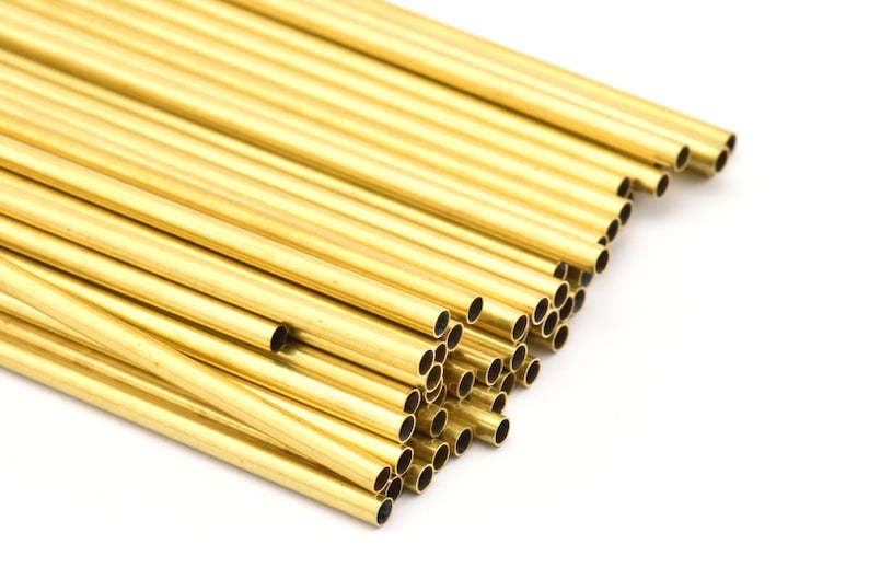 Tubos de latón de 3 mm Tamaño personalizado - 24 cuentas de tubo de latón en bruto - 100 mm-150 mm-200 mm-250 mm-300 mm-350 mm imagen 1