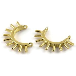 Brass Eyelash Charm, Raw Brass Eyelash Pendants With 2 Loops, Pendants, Earrings (30x19mm) N1153