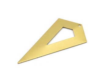 Necklace Triangle, 12 Raw Brass Triangle Charms with 1 holes (54x29x0.60mm) U014