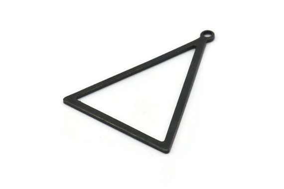 Black Blank Triangles, 6 Oxidized Black Brass Triangles With 1