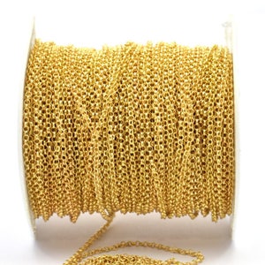 Raw Brass Rolo Chain, Soldered Brass Rolo Belcher Chain (2.5mm) RB 8-18-Y