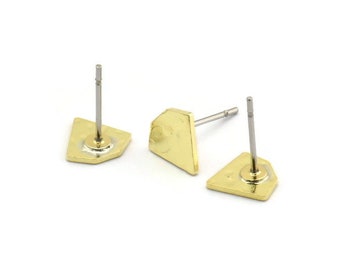 Brass Diamond Earring, 12 Hammered Raw Brass Tiny Diamond Shaped