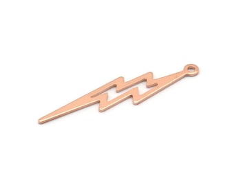 Copper Lightning Charm, 12 Raw Copper, Copper Lightning Charms With 1 Loop (35x8x0.70mm) M02609