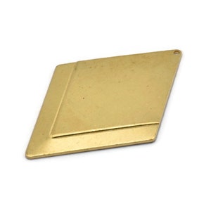 Brass Diamond Charm, 2 Raw Brass Diamond Stamping Blanks With 1 Hole, Pendants, Earrings, Findings (53x36x1mm) D0783