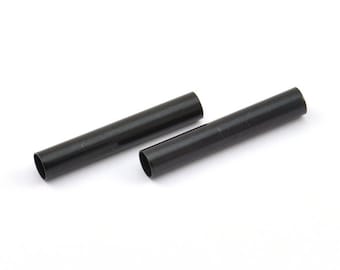 Perle de tube noire, 20 perles de tube noir en laiton oxydé (5x30mm) Bs 1465 S712