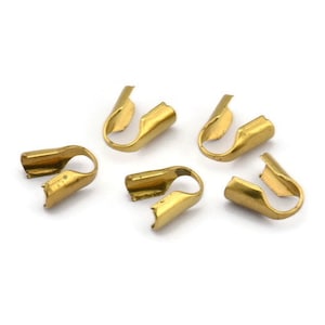 4mm Snake Chain End, 50 4mm Raw Brass Snake Chain Parts Cap 8   L021