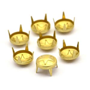 Brass Star Finding, 50 Raw Brass Round And Star Studs,findings (9mm) Brs 998  A0457