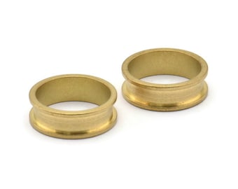 Brass Channel Ring - 10 Raw Brass Channel Ring Settings (16mm) N0476