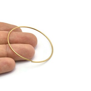 Brass Wire Hoop 12 Raw Brass Wire Hoops 50x1.2mm Bs 1232 image 3