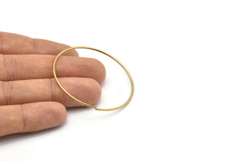 Brass Wire Hoop 12 Raw Brass Wire Hoops 50x1.2mm Bs 1232 image 3