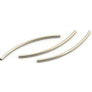 Nudel Tube Perlen, 25 Stück Antik Versilbert Messing Gebogen (1,5 x 40 mm) D0283