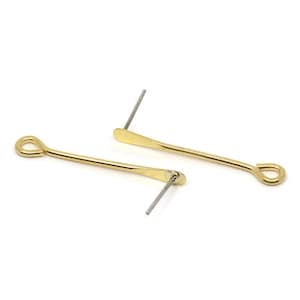 May include: A pair of gold-tone earring findings with a loop at one end and a straight post at the other end.