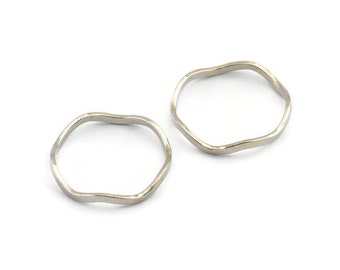 Srebrne kółka, 12 srebrnych, falistych kółek mosiężnych, łączniki (18,50x0,80x1,5 mm) E191 H1597