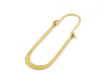 Brass Earring Wires, 10 Raw Brass Earring Studs, Wire Hoops  (40x13mm) D0576