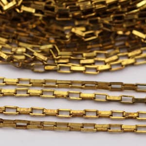 Link Chain, Rectangle Chain, 5 M. Rectangle Raw Brass Chain, Open Link 3.5x2mm W117 Bs 1377 image 9