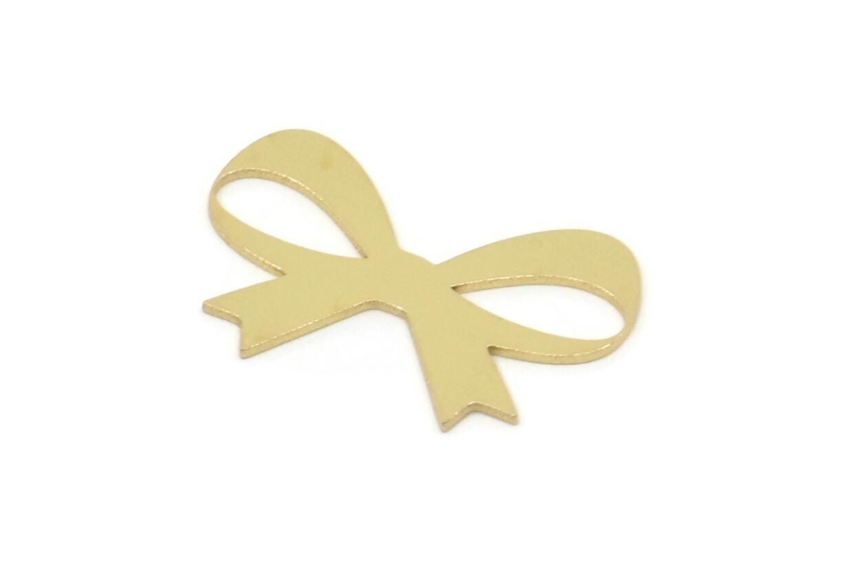 真鍮リボンチャーム、生真鍮蝶ネクタイチャーム、金具（9/20x0.60 mm