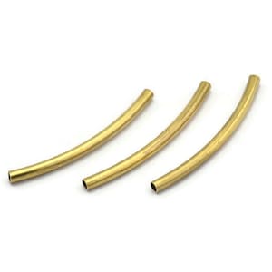 Brass Noodle Tube - 50 Raw Brass Curved Tubes (2x30mm) Bs 1403