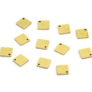 Brass Square Charm, 50 Raw Brass Square Shape Charms With 1 Hole, Geometric Findings (6x0.80mm) A6024
