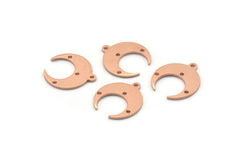 Copper Moon Charm 12 Raw Copper Crescent Moon With 1 Loop And 3 Holes M01634 Earrings 16x14x0.80mm
