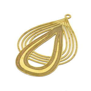 Brass Drop Charms, 10 Raw Brass Drop Earring Charms With 1 Loop, Pendants (43x24xmm) D0634