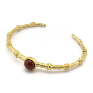 Brass Round Cuff, Raw Brass Round Cuff Stone Setting With 1 Pad -  Pad Size 8mm N1684
