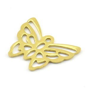 Farfalla in ottone grezzo, 100 ciondoli a forma di farfalla in ottone grezzo, accessori per pendenti (15 x 12 mm) Brs 524 (A0162)