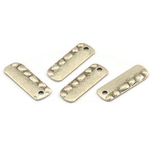 4 Pieces Oxidized Silver Plated Base Metal Charms-rectangle