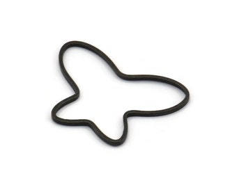 Tiny Butterfly Connector, 24 Oxidized Black Brass Butterfly Connectors (22x16mm) Bs 1162