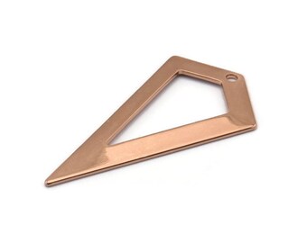 Rose Gold Triangle Pendant, 2 Rose Gold Plated Brass Triangle Pendants With 1 Hole, Charms, Earrings (38x20x0.8mm) U149 Q0470