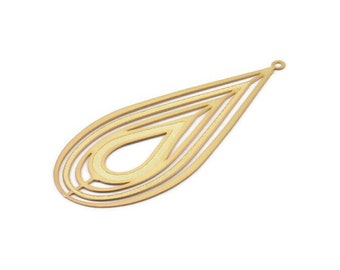 Gold Earring Charm, 4 Gold Plated Brass Textured Drop Earring Charms With 1 Loop Pendants, Findings (60x26mm) E478