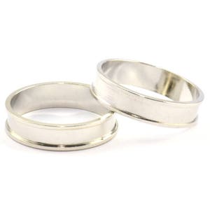 Silver Channel Ring, 5 Silver Tone Brass Channel Ring Settings (19mm) N0481 H0346