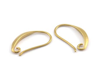 Brass Ear Hooks, 12 Raw Brass Earring Wires, Earring Hooks (20x12mm) BS 1818