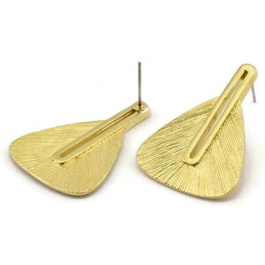 Brass Earring Post, 2 Posts Raw Brass Textured Earrings (33x24x1mm) N1161