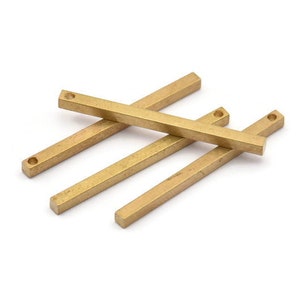 Tiny Necklace Bar, 24 Raw Brass Bar Connectors, Necklace, Earring, Bracelet Findings With 1 Hole (2x30mm) BS 1751