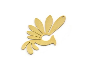 Brass Bird Charm, 8 Raw Brass Phoenix Charms With 1 Hole, Findings (35x21x0.60mm) SMP0316 A2682