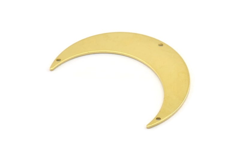 M833 6 Raw Brass Crescent Moon Charms With 3 Holes 46x11x0.90mm Brass Moon Charm