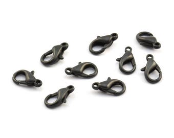 Black Parrot Clasp, 25 Oxidized Alloy Black Lobster Claw Clasps (12x6mm) S288